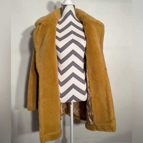 H&M Women’s Mustard Yellow Faux Fur Streetwear Jacket - 4 - Picture 4 of 12